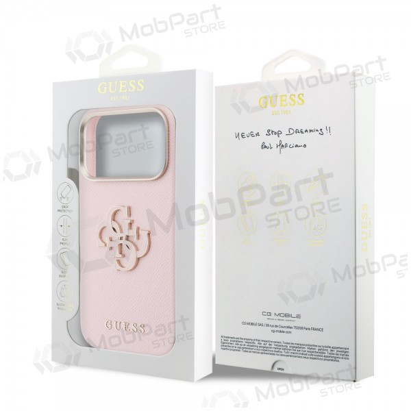 Apple iPhone 17 Pro Max hülle - Guess PU Grained 4G Resin Metal Logo (rosa)