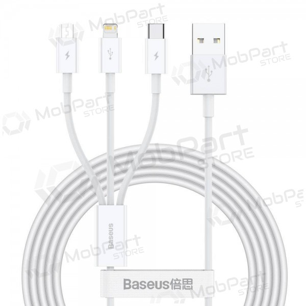 Kabel Baseus Superior USB - microUSB+Lightning+Type-C 3.5A 1.5m (Weiß) CAMLTYS-02