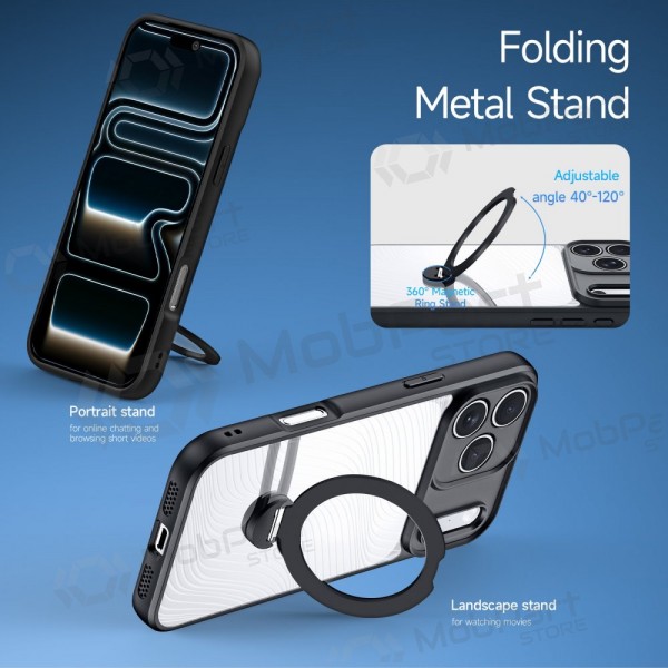 **Apple iPhone 17 Pro Hülle „Aimo Magnetic Stand“**

Die **Dux Ducis Aimo Mag Hülle** ist die ideale Wahl für Smartphone-Nutzer, die Wert auf Schutz und Alltagspraktikabilität legen. Dank des integrierten **Magnetrings** können Sie magnetische Zubehörteile und kabelloses Laden nahtlos nutzen. Der Ring dient zudem als praktischer Ständer, der vertikal oder horizontal ausgeklappt werden kann.[1][3]

Das schlanke, moderne Design betont das Styling Ihres iPhones und bietet maximalen Schutz vor Stößen, Kratzern und Schmutz. Hochwertige Materialien wie **TPU und PC** sorgen für Langlebigkeit, präzise Aussparungen für Anschlüsse und Tasten gewährleisten bequeme Bedienung. Mehr als nur eine Hülle – ein Must-Have für ein sicheres und einsatzbereites Smartphone![1][3]

**Spezifikationen:**
- Marke: Dux Ducis
- Modell: Dux Ducis Aimo Mag
- Kompatibilität: iPhone 17 Pro
- Zusatzfunktionen: Magnetring mit Ständerfunktion, Kompatibilität mit magnetischen Zubehörteilen
- Material: TPU, PC
- Farbe: Schwarz[1][2]

**Die wichtigsten Vorteile der Dux Ducis Aimo Mag Hülle:**
- **Magnetring mit Ständer**: Ermöglicht die Nutzung magnetischer Zubehörteile und dient als ausklappbarer Ständer für Inhalte.
- **Verstärkter Schutz**: Robuste Konstruktion schützt vor Stürzen, Schocks und Kratzern.
- **Schlankes, stilvolles Design**: Elegantes, dünnes Design ohne unnötige Masse.
- **Präzise Aussparungen**: Perfekter Sitz für Ports und Tasten für volle Funktionalität.
- **Rutschfeste Oberfläche**: Sicherer Halt minimiert Sturzrisiken.[1]

**Magnetring mit Ständer**  
Der eingebaute Magnetring gewährleistet eine starke, stabile Verbindung zu magnetischen Zubehörteilen und fungiert als bequemer Ständer in Hoch- oder Querformat.[1][3]

**Verstärkter Schutz für maximale Sicherheit**  
Die Hülle aus langlebiger **TPU-PC-Kombination** absorbiert Stöße effektiv und minimiert Schäden bei Stürzen.[1][4]