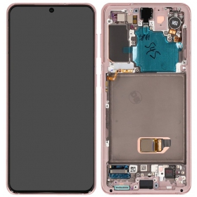 Ekranas Samsung G991 S21 5G su lietimui jautriu stikliuku und rėmeliu Phantom Pink original (service pack)