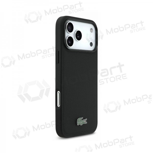 Apple iPhone 18 Pro Max Hülle - Lacoste PVC Petit Pique Semi Wrap Embossed MagSafe (Schwarz)