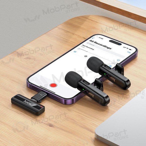 Belaidžių mikrofonų rinkinys Hoco L20A USB-C/Lightning Schwarz
