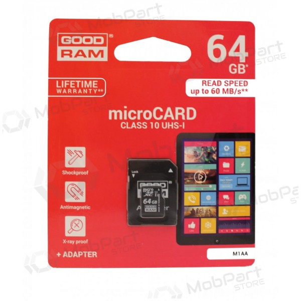 Speicherkarte GOODRAM MicroSD 64Gb (class 10) + SD adapter
