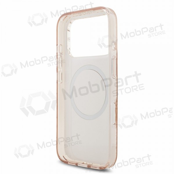 Apple iPhone 18 Pro Hülle - Guess IML Flowers Allover Strap MagSafe (Rosa)