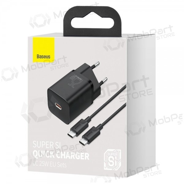 Ladegerät buitinis Baseus Super Si 25W + Type-C 1.0m Schwarz TZCCSUP-L01