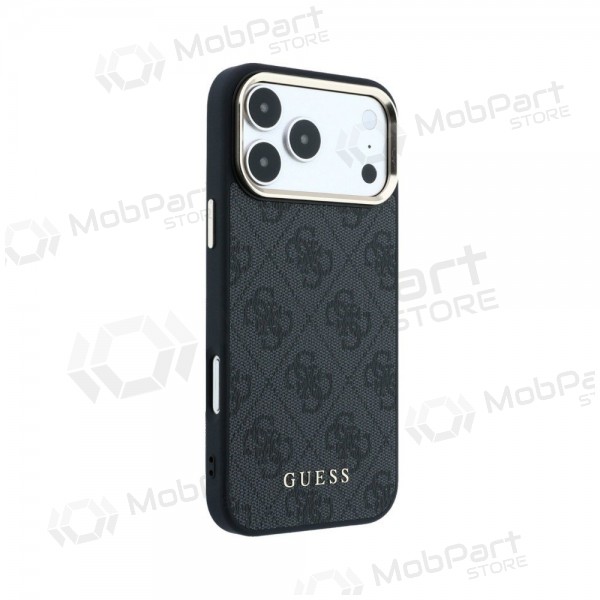 Apple iPhone 18 Pro Hülle - Guess PU Leather 4G Gold Frame MagSafe (schwarz)