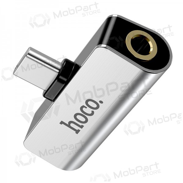 Adapter Hoco LS26 iš Type-C į Type-C + 3,5mm (Silbrig) Adapter Hoco LS26 iš Type-C į Type-C + 3,5mm (Silbrig)