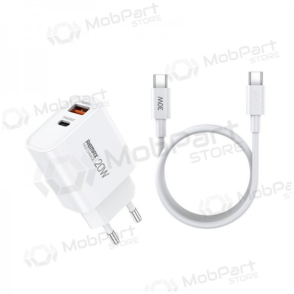 Telefonladegerät Remax RP-U120 20 W USB-C + USB-A mit USB-C Kabel 1 m weiß