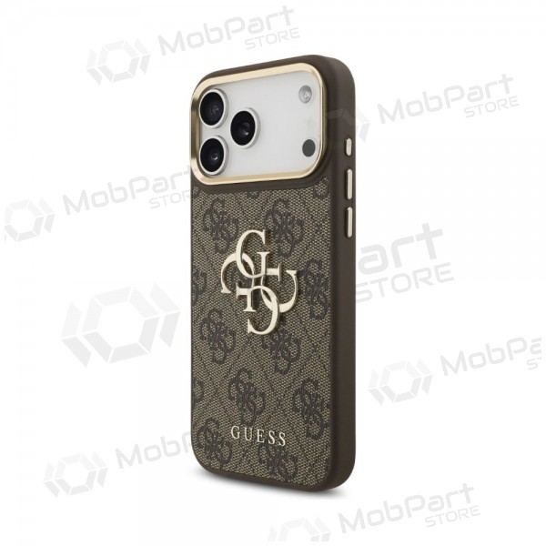 Apple iPhone 18 Pro Max hülle - Guess PU Leather 4G Metal Logo Gold Frame (braun)