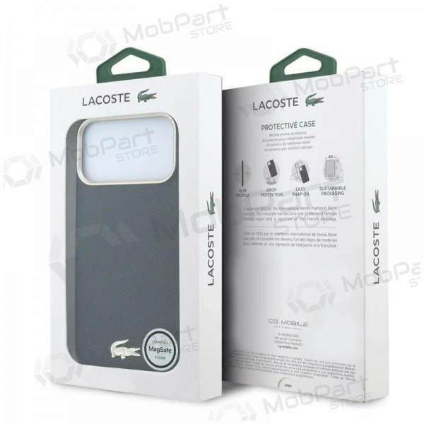 Apple iPhone 18 Pro Max hülle - Lacoste PU Leather Champs Elysees Gold Logo MagSafe (schwarz)