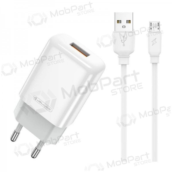 Ladegerät buitinis Jellico EU01 2.4A USB + MicroUSB Weiß
