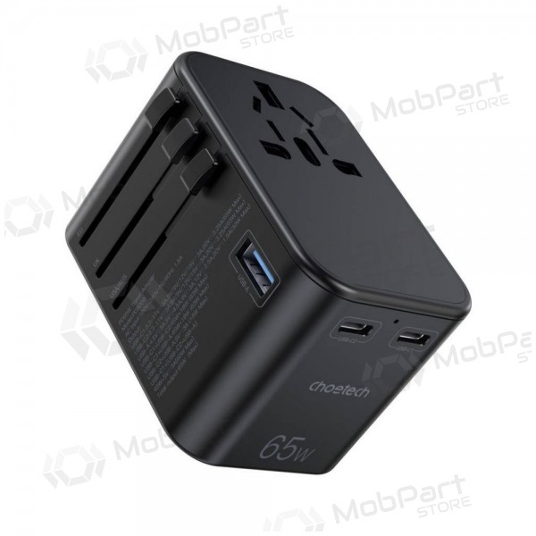 Universal kelioninis Ladegerät Choetech PD5009 65W 2xUSB-C/USB-A Schwarz