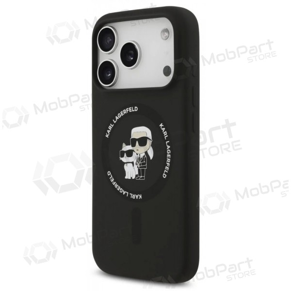 Apple iPhone 17 Pro Hülle - Karl Lagerfeld Liquid Silicone Karl and Choupette MagSafe (schwarz)