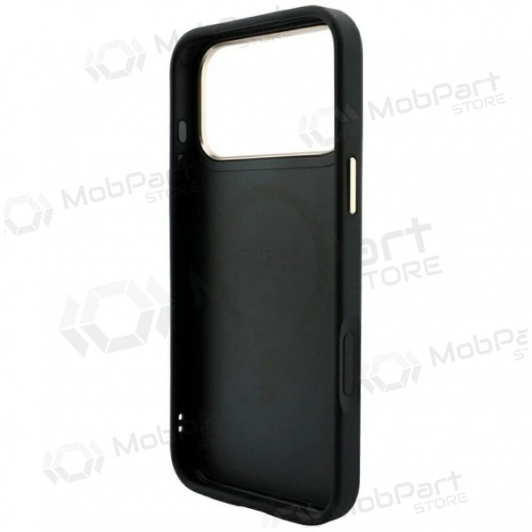 Apple iPhone 18 Pro hülle - Guess PU Leather 4G Gold Frame Embossed MagSafe (schwarz)