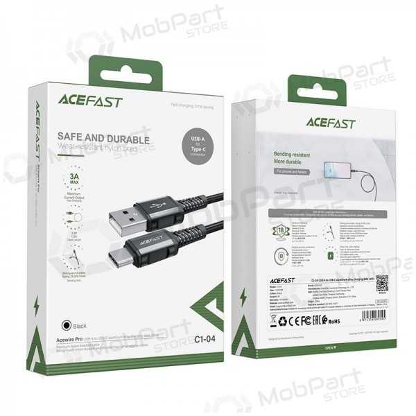 USB Kabel Acefast C1-04 USB-A to USB-C 1.2m Schwarz
