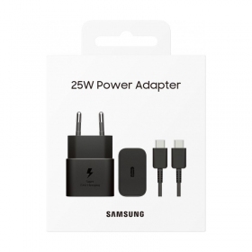 Ladegerät original Samsung EP-T2510XBEGEU 25W + USB-C Kabel im Paket Schwarz
