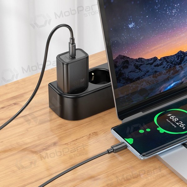 Hoco N62 GaN USB-C Telefonladegerät mit USB-C Kabel 1 m schwarz