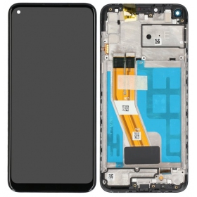 Ekranas Samsung M115 M11 2020 su lietimui jautriu stikliuku und rėmeliu Black original