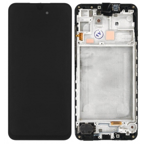 Ekranas Samsung A166 A16 5G su lietimui jautriu stikliuku und rėmeliu Black original (service pack)