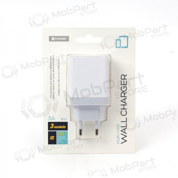 Ladegerät Platinet QuickCharge 3xUSB (15W 3A) (Weiß)