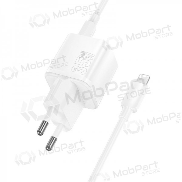 Telefonladegerät Hoco N66 35 W GaN USB-C + USB-A mit Lightning-Kabel 1 m weiß