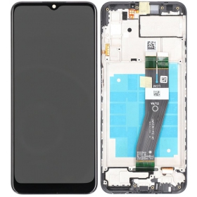 Ekranas Samsung A037G A03s 2021 (big size Europe vers.) su lietimui jautriu stikliuku und rėmeliu Black original