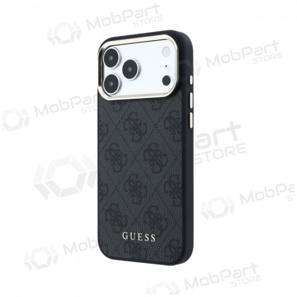 Apple iPhone 18 Pro Hülle - Guess PU Leather 4G Gold Frame MagSafe (schwarz)