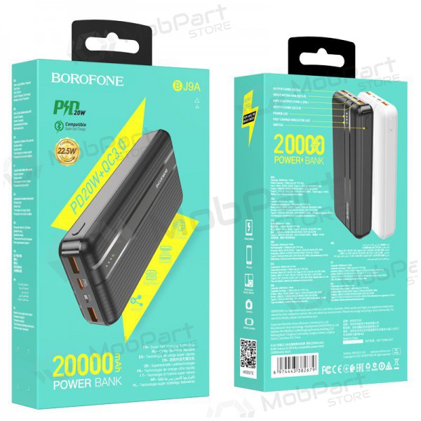 externe Batterie Power Bank Borofone BJ9A Type-C PD+Quick Charge 3.0 (3A) 20000mAh Schwarz externe Batterie Power Bank Borofone BJ9A Type-C PD+Quick Charge 3.0 (3A) 20000mAh Schwarz