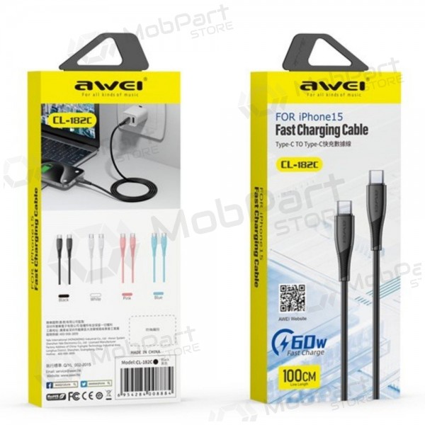 USB Kabel Awei CL-182C USB-C to USB-C 1.0m Weiß