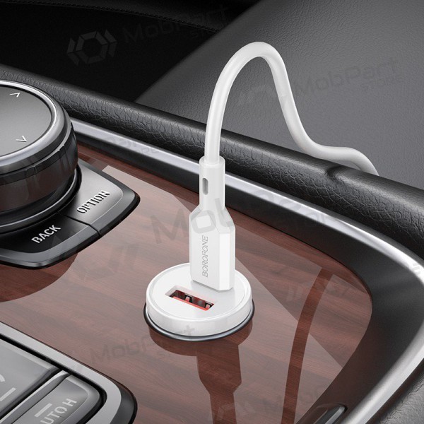 Ladegerät automobilinis Borofone BZ18A USB-A/Type-C PD20W+QC3.0 + Lightning (Weiß)