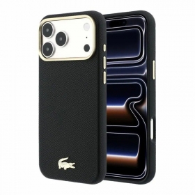 Apple iPhone 18 Pro Hülle - Lacoste PU Leather Champs Elysees Gold Logo MagSafe