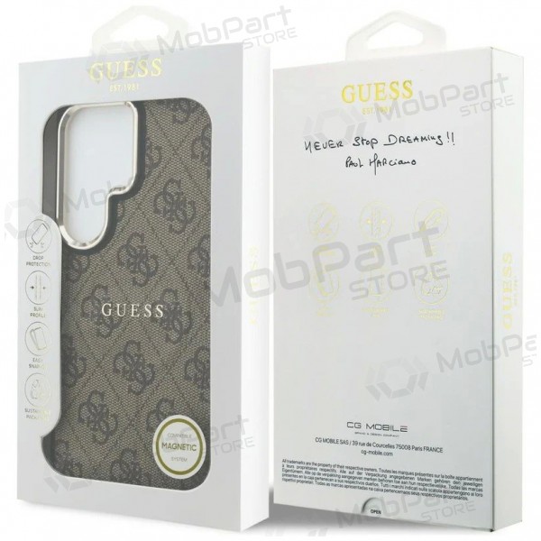 Samsung Galaxy S26 Ultra Hülle - Guess PU Leather 4G Gold Frame Magnetic (braun)