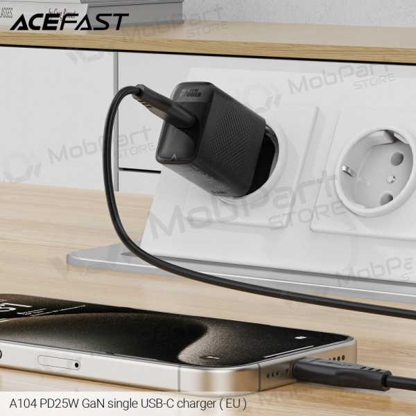 Acefast A104 25 W GaN USB-C Telefonladegerät, schwarz