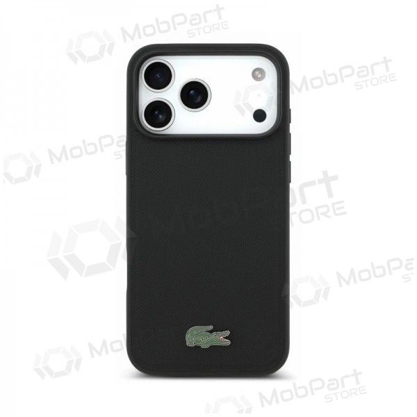 Apple iPhone 18 Pro Hülle - Lacoste PVC Petit Pique Semi Wrap Embossed MagSafe (Schwarz)