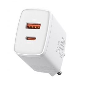 Ladegerät Baseus USB + Type-C 20W CCXJ-B02 (Weiß)
