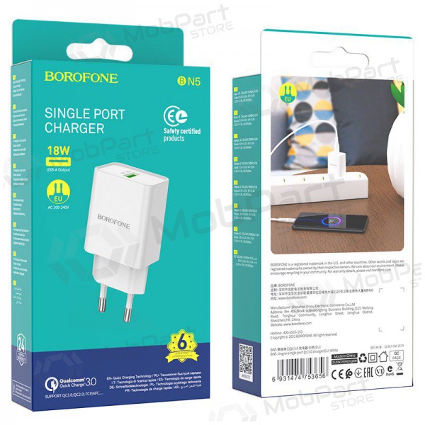 Ladegerät Borofone BN5 QC 3.0 18W (Weiß)