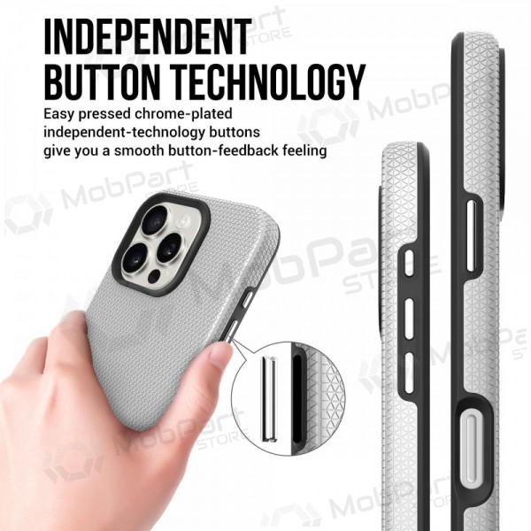Handyhülle Perfectionists Triangle Mag Case Apple iPhone 15 Pro Silbrig