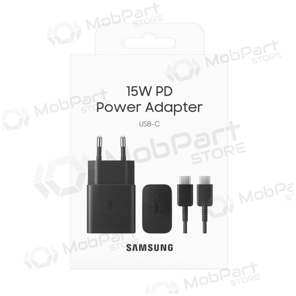 Ladegerät original Samsung EP-T1510XBEGEU 15W + Kabel Type-C 1m im Paket Schwarz