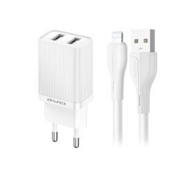 Ladegerät Awei C15L-EU 2xUSB-A 10W + USB to Lightning cable Weiß