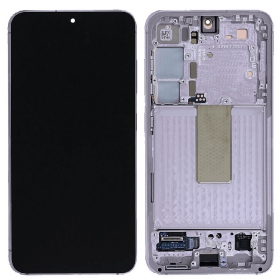 Ekranas Samsung S911 S23 5G su lietimui jautriu stikliuku und rėmeliu Lavender original (service pack)