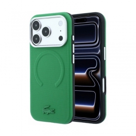 Apple iPhone 18 Pro hülle - Lacoste PVC Petit Pique Semi Wrap Embossed MagSafe (grün)