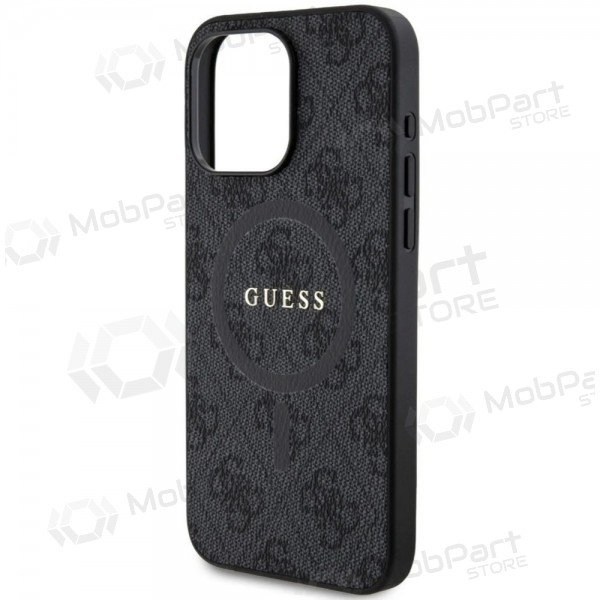 Apple iPhone 15 Pro Max hülle - Guess PU Leather 4G Colored Ring MagSafe (schwarz)