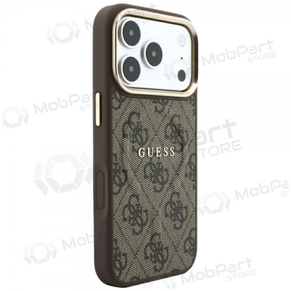 Apple iPhone 18 Pro Max hülle - Guess PU Leather 4G Gold Frame Embossed MagSafe (braun)
