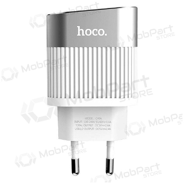 Ladegerät FastCharge HOCO C40A Speedmaster Dual USB (5V 2.4A) (Weiß)
