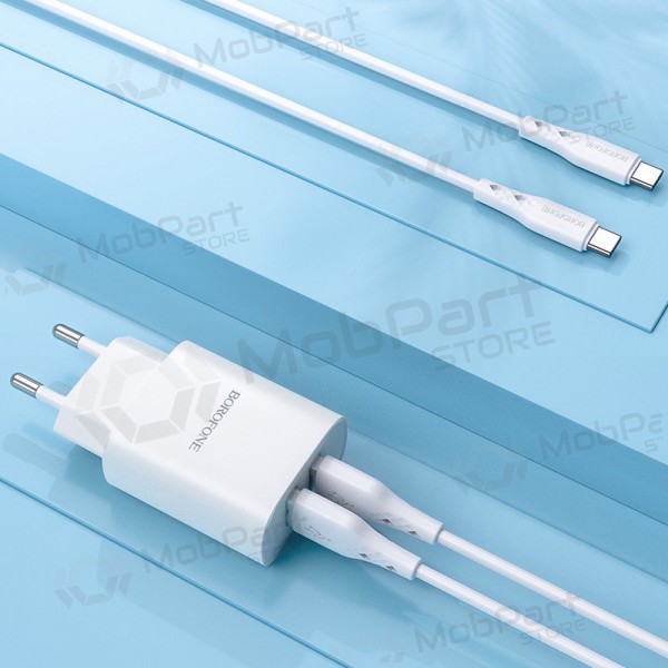Ladegerät Borofone BN2 2xUSB 2.1A + USB Type-C (Weiß)