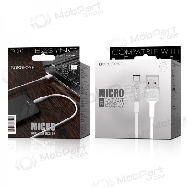 USB Kabel Borofone BX1 microUSB 1.0m (Weiß)