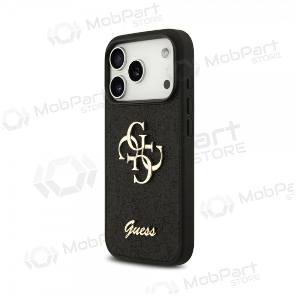 Apple iPhone 18 Pro Max Hülle - Guess PU Fixed Glitter 4G Metal Logo (Schwarz)