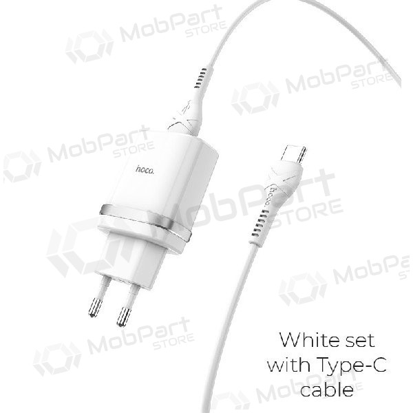 Ladegerät HOCO C12Q Smart USB + type-C Kabel (QC3.0) (Weiß)