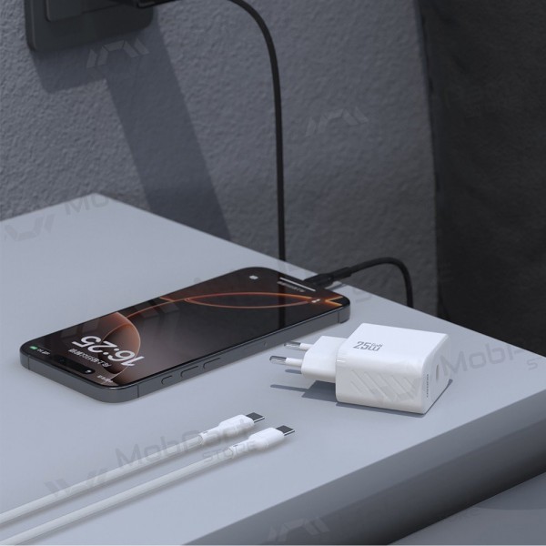 Ladegerät Dudao A27C GaN 25W USB-C + USB-C auf USB-C Kabel 1.0m weiß
