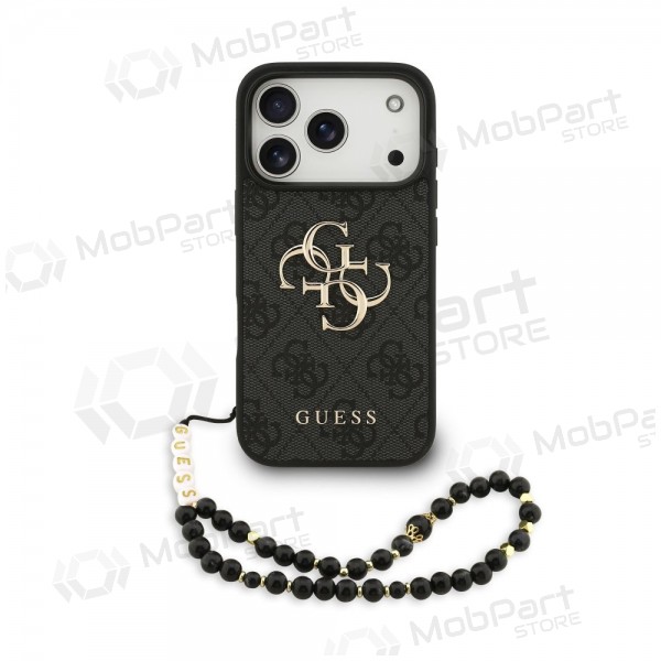Apple iPhone 17 Pro Hülle - Guess PU 4G Metal Logo Strap (schwarz)
